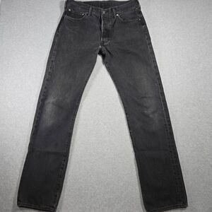 Levi's 501 Black Jeans Button Dark Wash Size 34X36